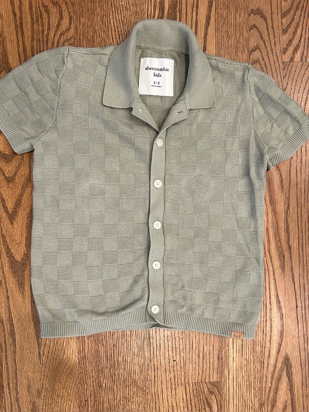 abercrombie kids sage green knit button-up polo